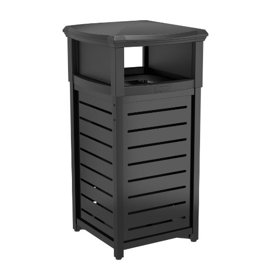 Picture of Suncast Commercial Square Metal Trash Can With 2-Way Lid, 30 Gallon, Black