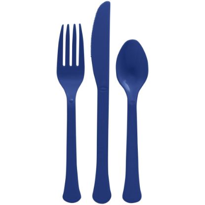 Picture of Amscan Boxed Heavyweight Cutlery Assortment, Navy Blue, 200 Utensils Per Pack, Case Of 2 Packs