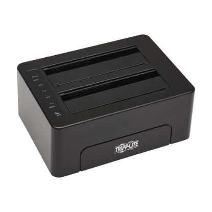 Picture of Tripp Lite 2-Bay USB 3.0 SATA Hard Drive Docking Station with Erase Function, 2.5 and 3.5 in. HDD and SSD - HDD docking station - bays: 2 - 2.5in / 3.5in shared - SATA 6Gb/s - USB 3.0 - black