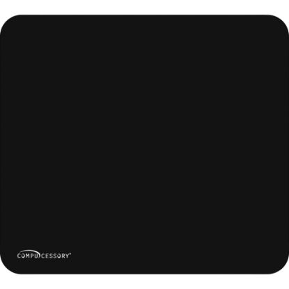 Picture of Compucessory Smooth Cloth Nonskid Mouse Pads - 9.50in x 8.50in Dimension - Black - Rubber, Cloth - 1 Pack