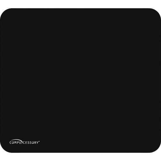 Picture of Compucessory Smooth Cloth Nonskid Mouse Pads - 9.50in x 8.50in Dimension - Black - Rubber, Cloth - 1 Pack