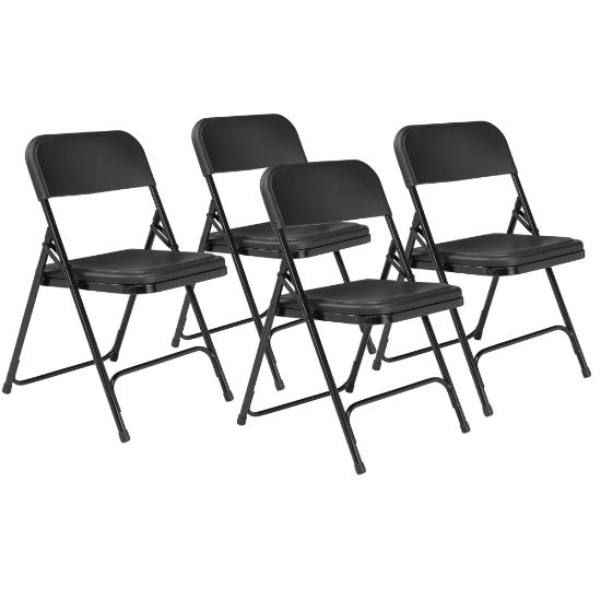 Picture of National Public Seating 800 Series Premium Lightweight Plastic Folding Chairs, Black, Pack Of 4 Chairs