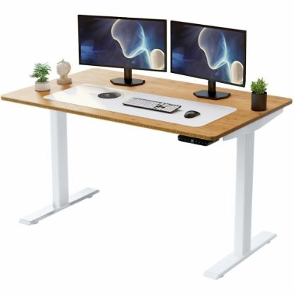 Picture of Uncaged Ergonomics Rise Up Electric 48inW Adjustable Height Standing Desk, Natural Bamboo