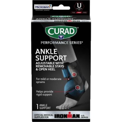 Picture of CURAD Performance Series Adjustable Ankle Support With Removable Stays, Black