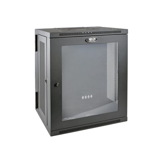 Picture of Tripp Lite 15U Wall Mount Rack Enclosure Server Cabinet w Hinged Acrylic Window - For LAN Switch, Patch Panel - 15U Rack Height x 19in Rack Width x 10.42in Rack Depth - Wall Mountable - Black Powder Coat