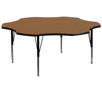 Picture of Flash Furniture 60in Flower Thermal Laminate Activity Table With Short Height-Adjustable Legs, Oak