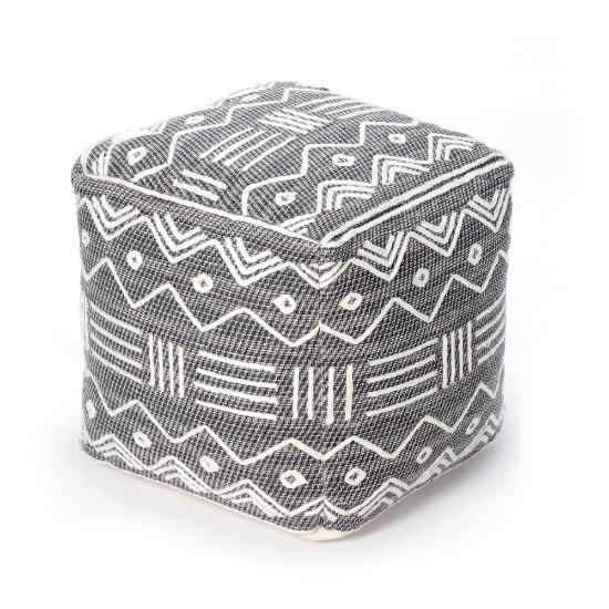 Picture of Anji Mountain Tucumcari Pouf Ottoman, Gray/Ivory