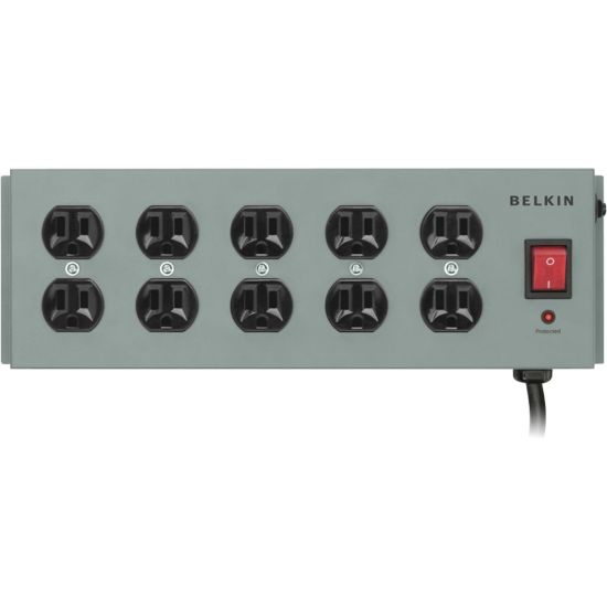 Picture of Belkin SurgeMaster F9D1000-15 10-Outlet Metal Surge Protector, 1-1/4', Gray