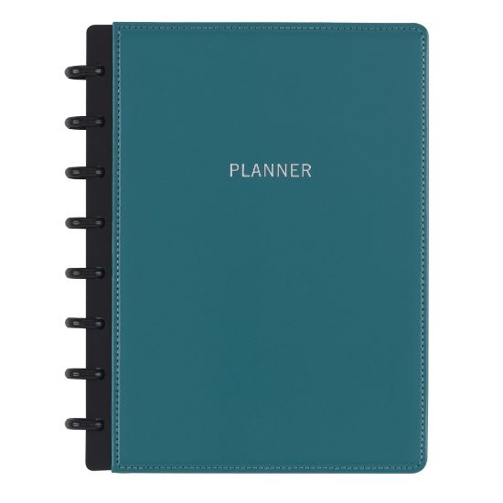 Picture of TUL Discbound Monthly Planner Starter Set, Undated, Junior Size, Leather Cover, Teal