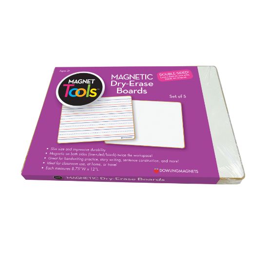 Picture of Dowling Magnets Magnetic Dry-Erase Lined & Blank Boards, 12in x 8-3/4in, White, Set Of 5 Boards