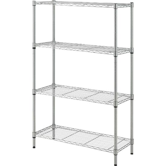 Picture of Lorell Light-Duty Wire Shelving - 4 Tier(s) - 54in Height x 36in Width x 14in DepthFloor - Sturdy - Epoxy - Silver - Plastic, Metal, Steel - 1 Each