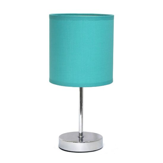 Picture of Simple Designs Chrome Mini Basic Table Lamp with Blue Fabric Shade