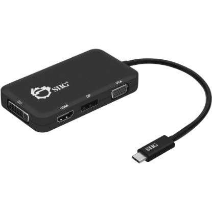 Picture of SIIG USB-C to 4-in-1 Multiport Video Adapter - DVI/VGA/DP/HDMI - for Notebook/Desktop PC - USB Type C - HDMI - DVI - VGA - DisplayPort - Black - Thunderbolt - Wired