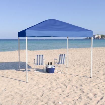 Picture of Flash Furniture Outdoor Pop-Up Event Canopy Tent With Carry Bag, 106inH x 116inW x 116inD, Blue