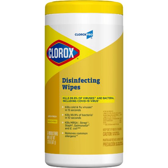 Picture of Clorox Disinfecting Wipes, 7in x 8in, Lemon Fresh Scent, Pack Of 75 Wipes