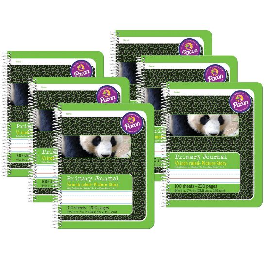 Picture of Pacon Primary Composition Books, 9-3/4in x 7-1/2in, Primary Ruled, 200 Pages (100 Sheets), Green, Pack Of 6 Books