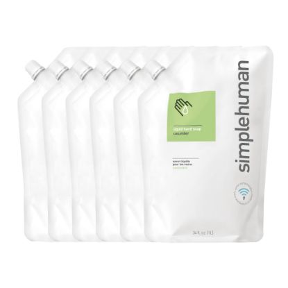 Picture of simplehuman Moisturizing Liquid Hand Soap, Cucumber, Scent, 34 Oz, Box Of 6 Pouches