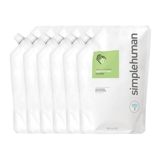 Picture of simplehuman Moisturizing Liquid Hand Soap, Cucumber, Scent, 34 Oz, Box Of 6 Pouches