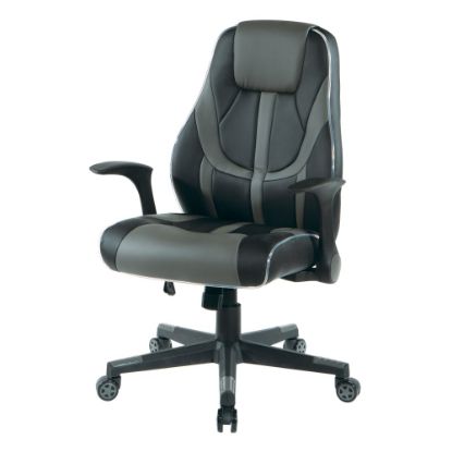 Picture of Office Star Output Faux Leather Gaming Chair, Black/Gray