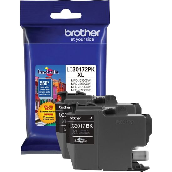 Picture of Brother LC3017 Black High-Yield Ink Cartridges, Pack Of 2, LC30172XL