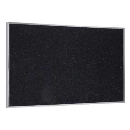 Picture of Ghent Rubber Bulletin Board, 4 1/24in x 10 1/24in, 90% Recycled, Confetti Satin Aluminum Frame