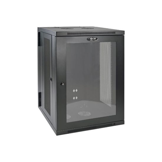 Picture of Tripp Lite 18U Wall Mount Rack Enclosure Server Cabinet w Hinged Acrylic Window - For LAN Switch, Patch Panel - 18U Rack Height x 19in Rack Width x 10.42in Rack Depth - Wall Mountable - Black Powder Coat