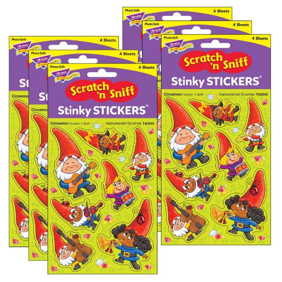 Picture of Trend Stinky Stickers, Instrumental Gnomes/Cinnamon, 28 Stickers Per Pack, Set Of 6 Packs