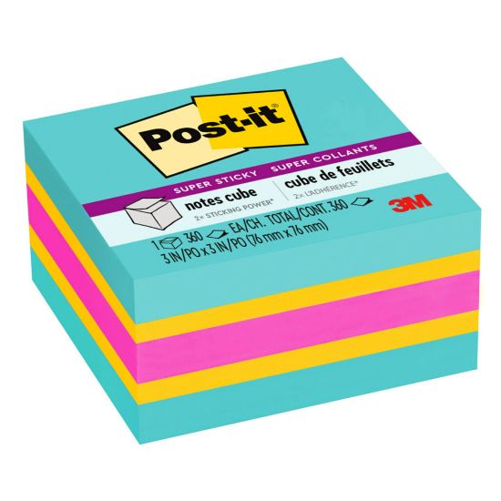 Picture of Post-it Notes Cube Notes, 3in x 3in, Bright Colors, Pad Of 360 Sheets