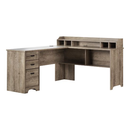 Picture of South Shore Versa 60inW L-Shaped Computer Desk, Weathered Oak