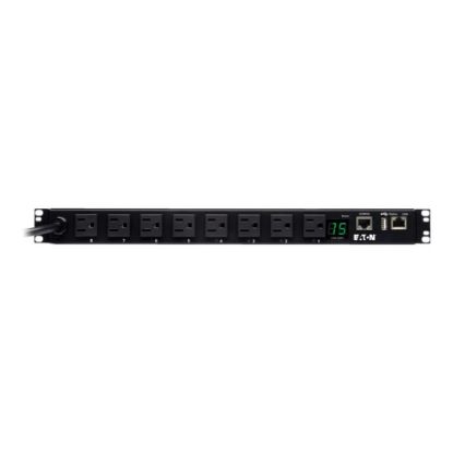 Picture of Tripp Lite 1.4kW Single-Phase Switched PDU, LX Platform Interface, 120V Outlets (8 5-15R), NEMA 5-15P, 12 ft. Cord, 1U Rack, TAA - Power distribution unit (rack-mountable) - 15 A - AC 100/120/127 V - 1.52 kW - 1-phase