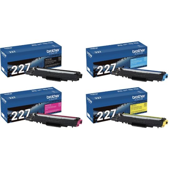 Picture of Brother TN-227 Black; Cyan; Magenta; Yellow High Yield Toner Cartridges, Pack Of 4, TN227SET-OD