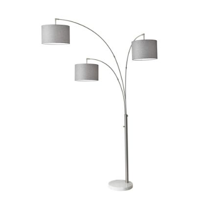 Picture of Adesso Bowery 3-Arm Arc Floor Lamp, 83inH, Gray Shade/White Base