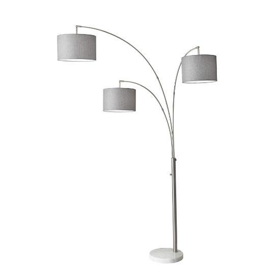 Picture of Adesso Bowery 3-Arm Arc Floor Lamp, 83inH, Gray Shade/White Base