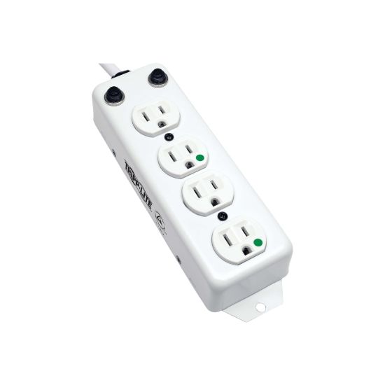 Picture of Tripp Lite Safe-IT Power Strip Medical Antimicrobial 120V 4 Outlet UL1363A 15ft Right Angle Cord For Patient Care Vicinity - UL 1363A Medical-Grade Power Strip, 4 Hospital-Grade Outlets - Power strip - 15 A - AC 120 V - 1800 Watt