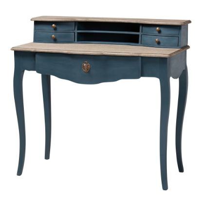 Picture of Baxton Studio 40inW Traditional Writing Desk, Blue/Oak