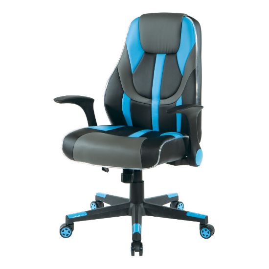 Picture of Office Star Output Faux Leather Gaming Chair, Black/Blue