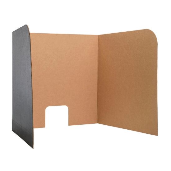 Picture of Flipside Products Computer Lab Privacy Screens, Large, Kraft/Black, Pack Of 12 Screens