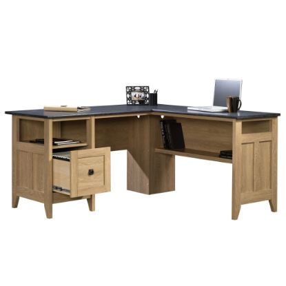 Picture of Sauder August Hill 60inW L-Shaped Corner Desk, Dover Oak/Rosso Slate