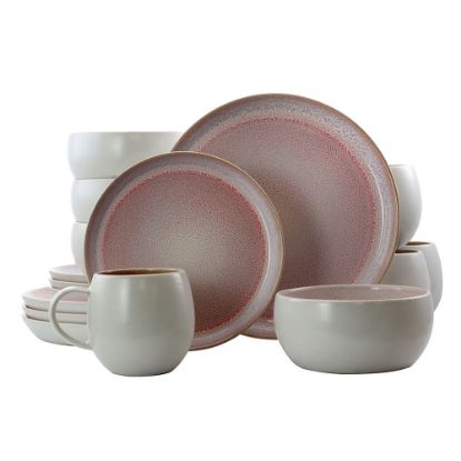 Picture of Elama 16-Piece Stoneware Dinnerware Set, Mocha Mauve