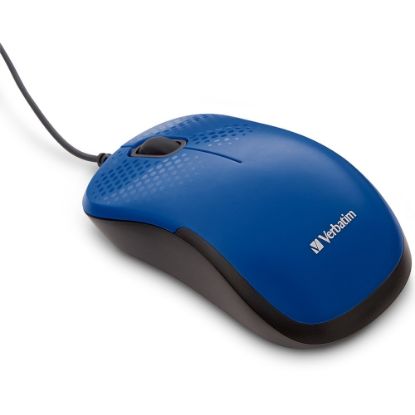 Picture of Verbatim Silent Corded Optical Mouse - Blue - Optical - Cable - Blue - USB - Scroll Wheel - 3 Button(s)