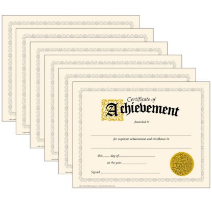 Picture of Trend Classic Certificates, 8-1/2in x 11in, Certificate Of Achievement, 30 Certificates Per Pack, Set Of 6 Packs