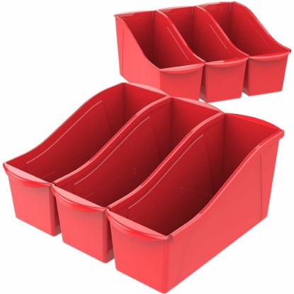 Picture of Storex Book Bin Set, Medium Size, Red, Carton Of 6