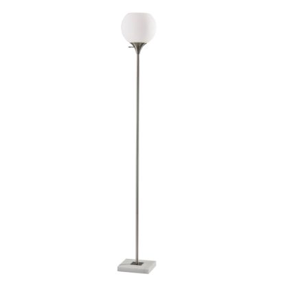 Picture of Adesso Fiona Torchiere, 71inH, White Opal Shade/Brushed Steel And White Marble Base