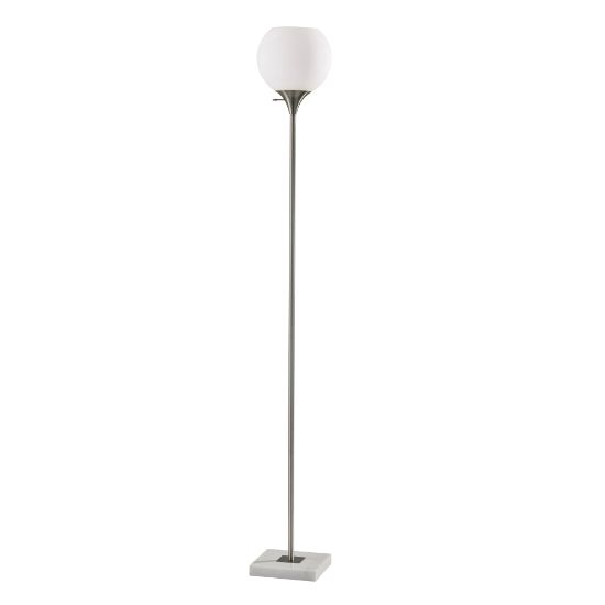 Picture of Adesso Fiona Torchiere, 71inH, White Opal Shade/Brushed Steel And White Marble Base