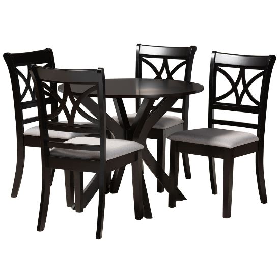 Picture of Baxton Studio Julia Dining Set, 29-15/16inH x 35-7/16inW x 35-7/16inD, Gray/Dark Brown