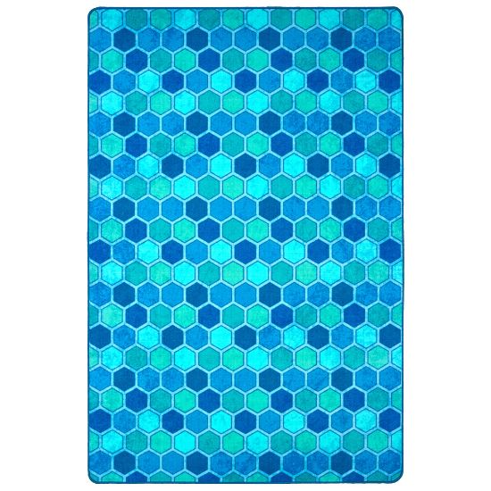 Picture of Carpets for Kids Pixel Perfect Collection Honeycomb Pattern Activity Rug, 6ft x 9ft, Blue