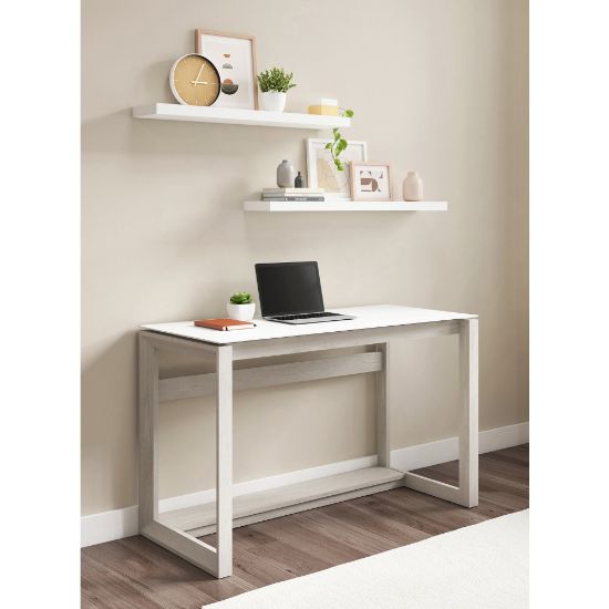 Picture of Whalen Cecile 48inW Writing Desk, Snowdrift White/White Oak