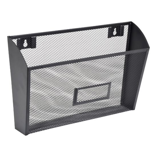 Picture of Lorell Mesh Single Wall Pockets, 8-3/8inH x 14inW x 3-3/8inD, Letter Size, Black, Carton Of 4 Pockets