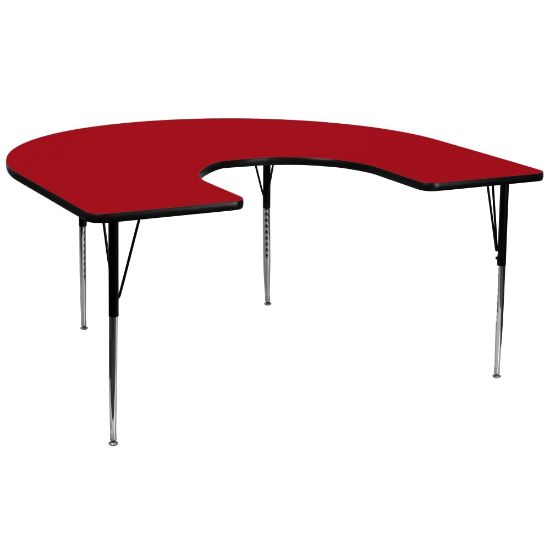 Picture of Flash Furniture 60ft"W Horseshoe Activity Table With Standard Height-Adjustable Legs, Red