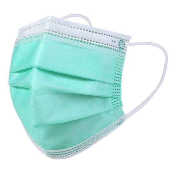 Picture of Kata 3-Ply Pleated Disposable Childrens Face Masks, One Size, Green, Box Of 50 Masks